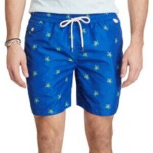 Polo Ralph Lauren Traveler Turtle Swim Trunks Size XXL Navy Blue Green Vacation